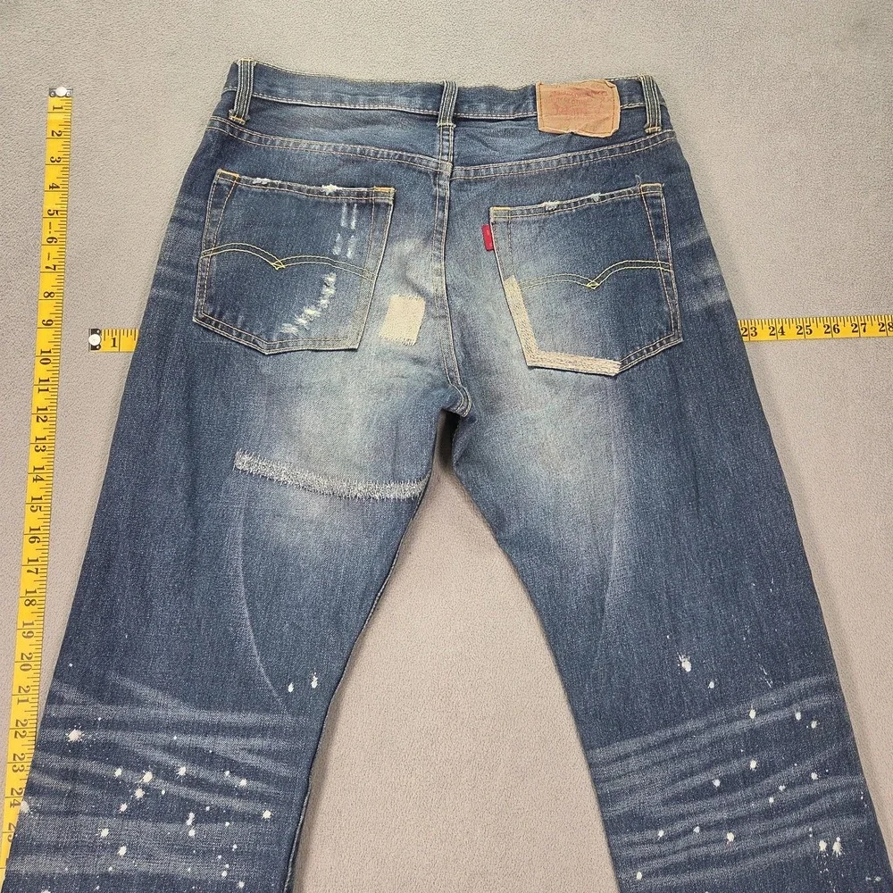 Levis‎ Jeans Mens Selvedge Straight Whiskers Honeycomb Paint Splatter Fits 30x32